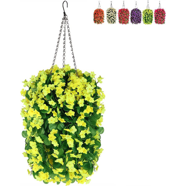 Primrue Silk Hanging Basket Arrangement in Basket Wayfair